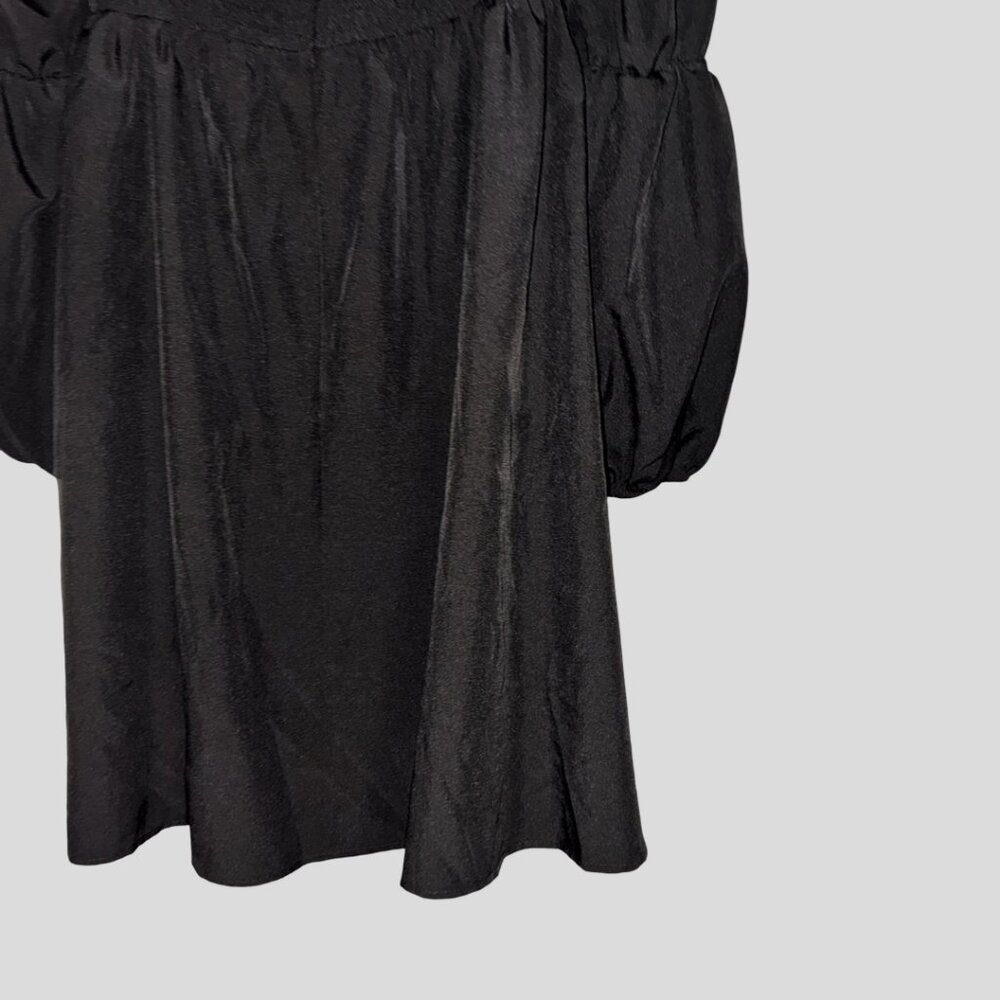 Sz.S*Exlura*Black 3/4 Sleeve Square Neckline Smocked Mini Dress - Picture 7 of 7